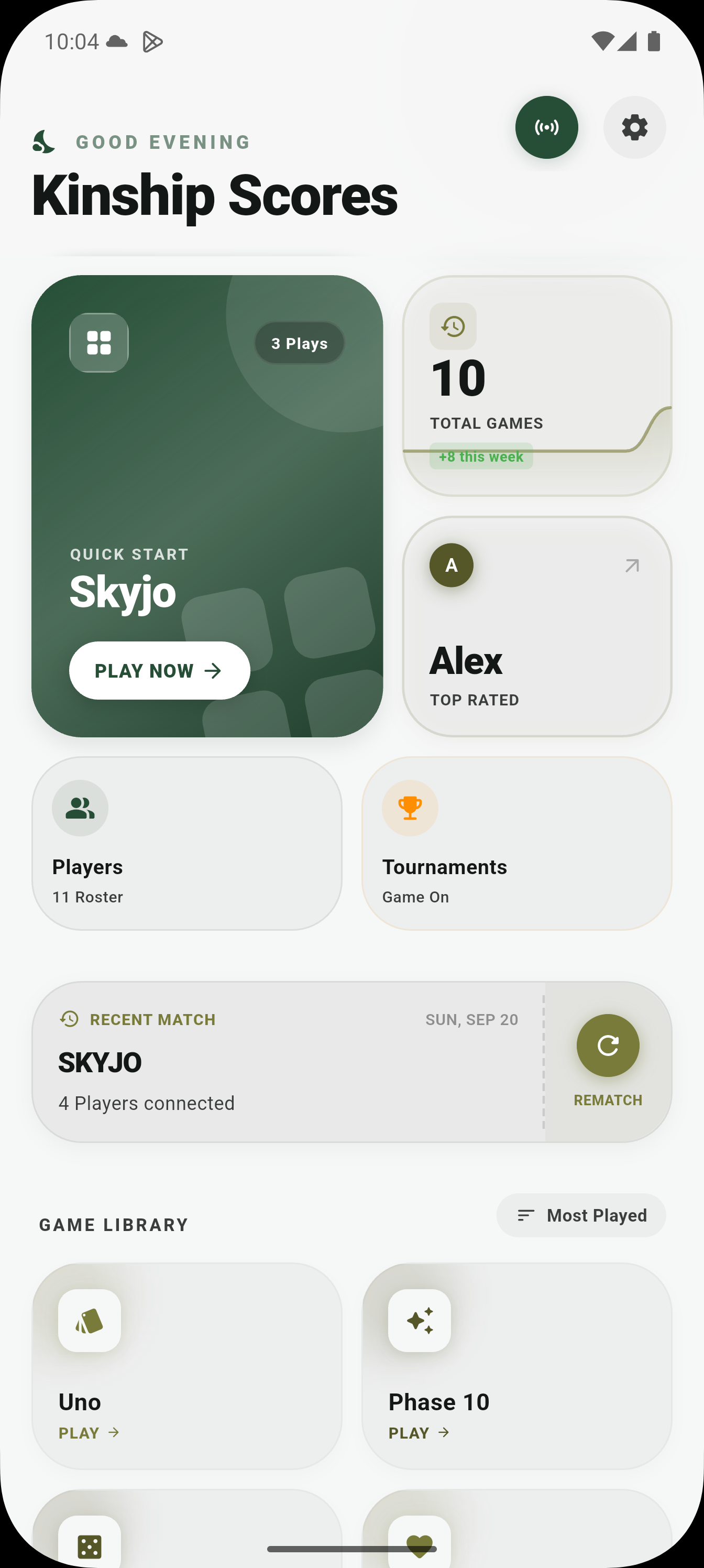 Kinship Scores Interface Screenshot