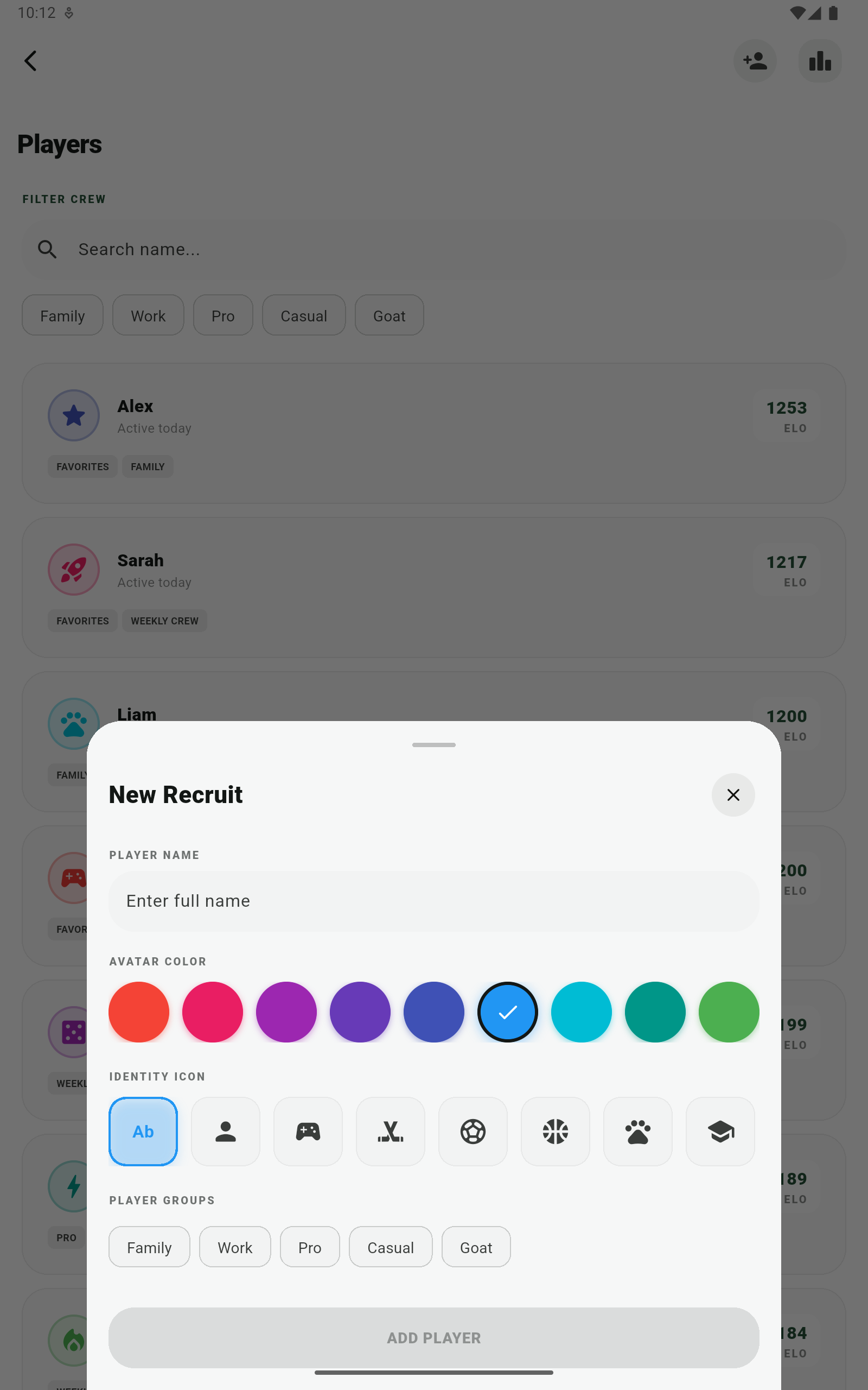 Kinship Scores Interface Screenshot