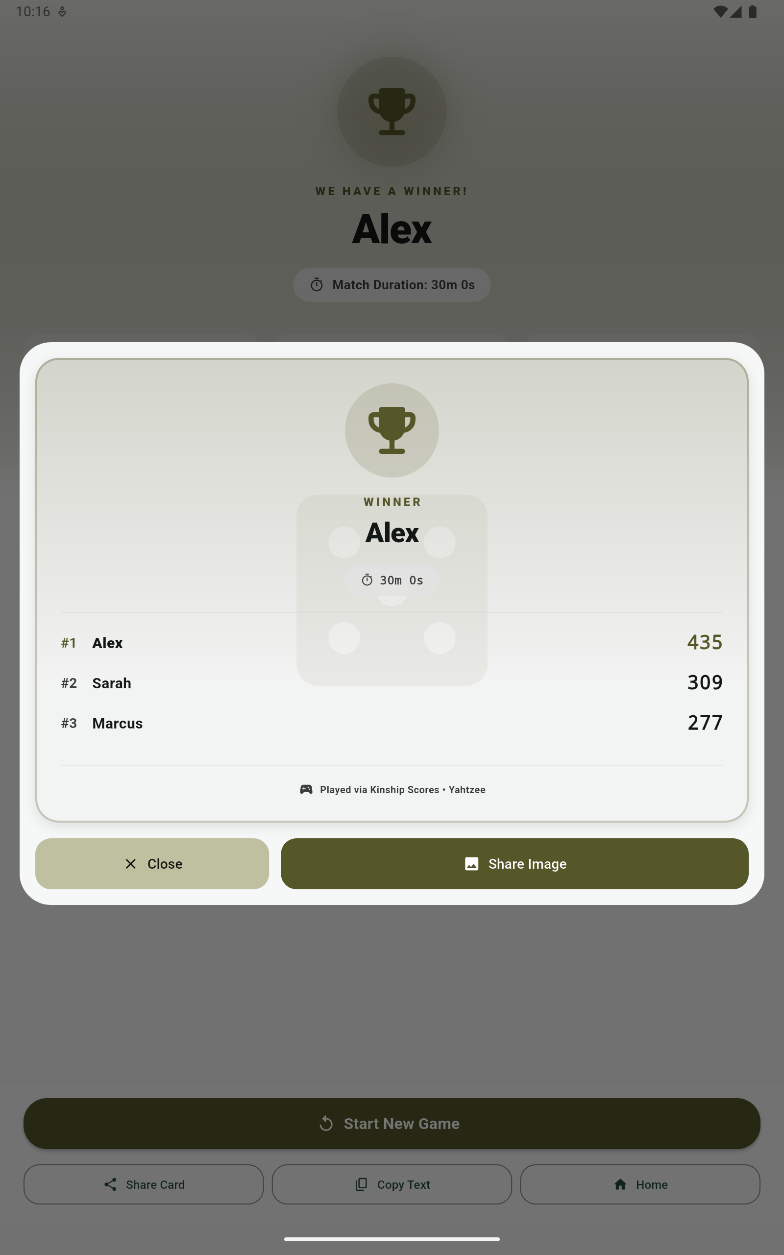 Kinship Scores Interface Screenshot