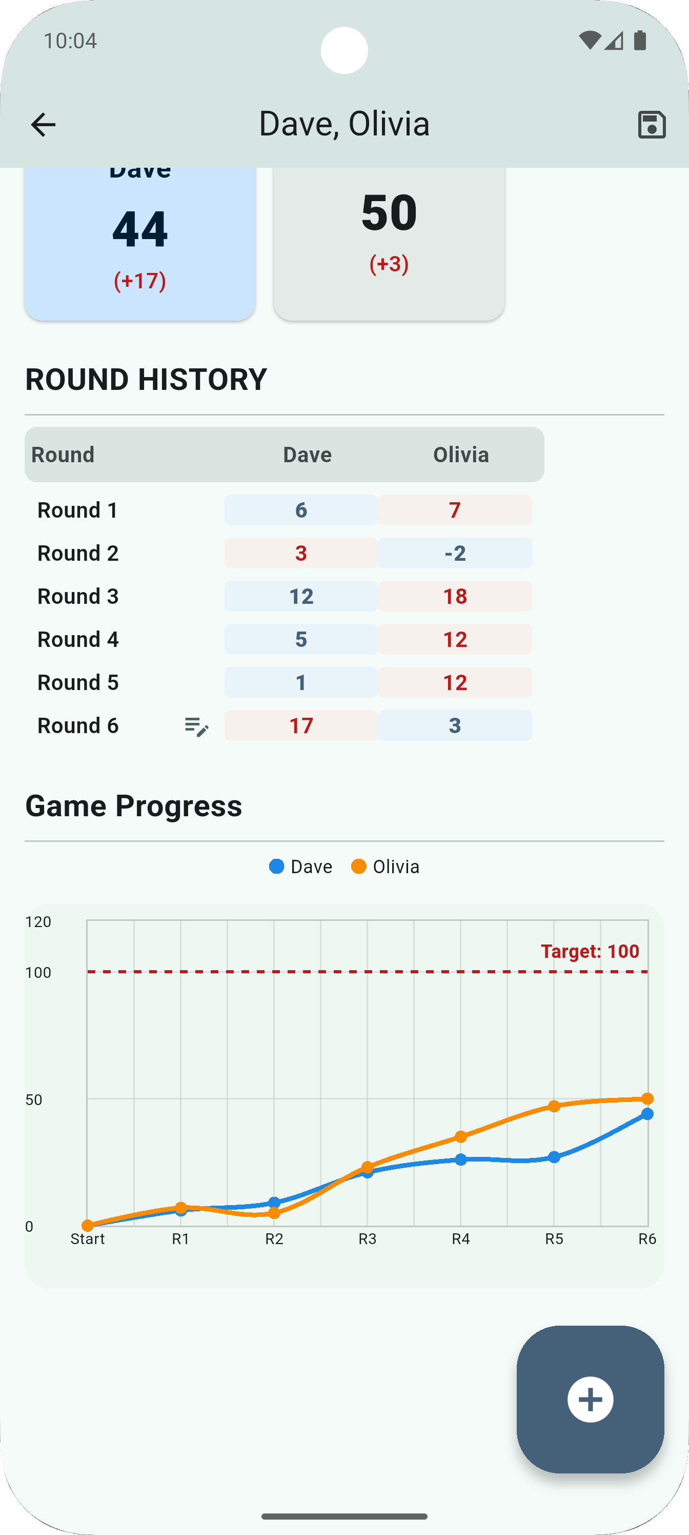 Skyjo Score Keeper Interface Screenshot